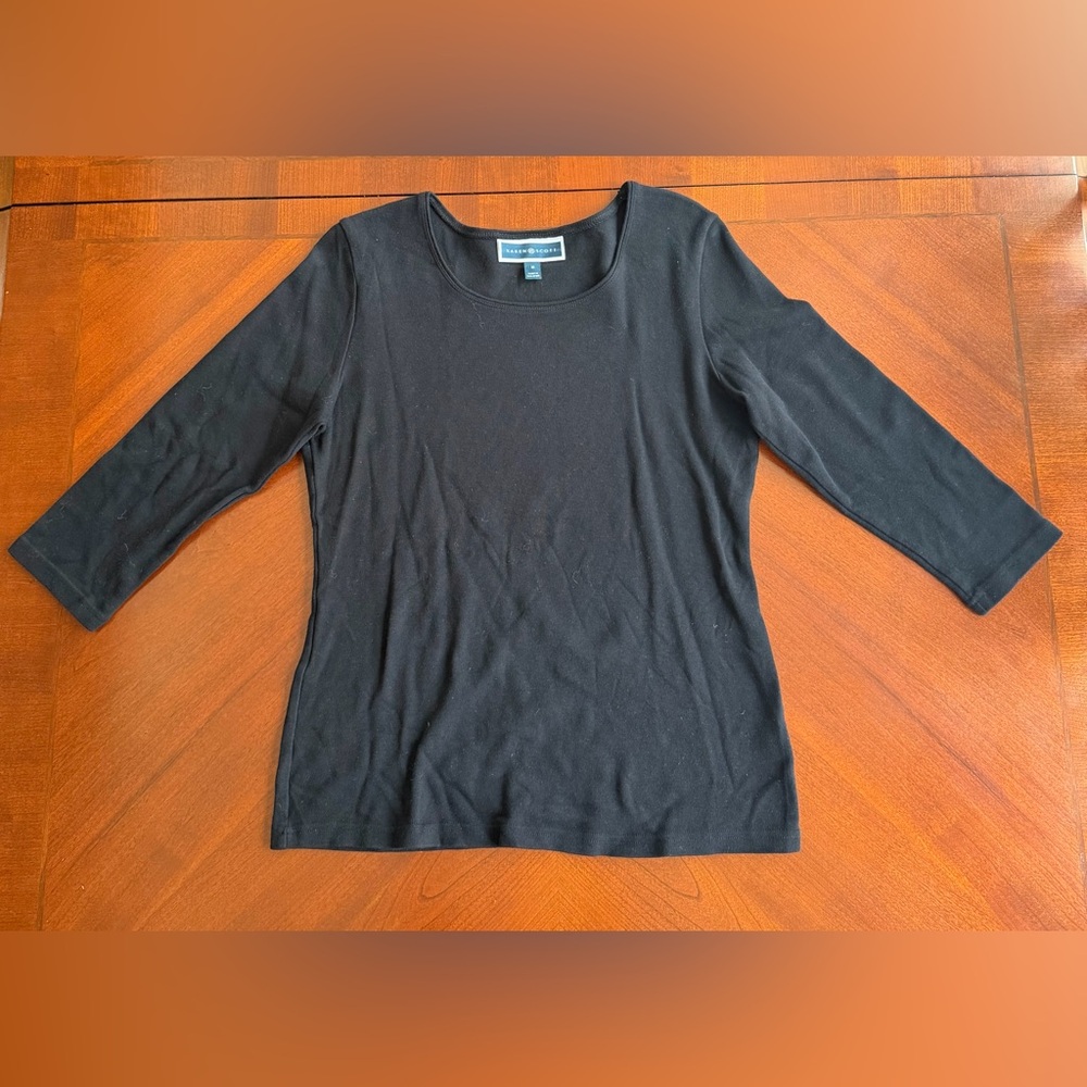 Karen Scott Black Long Sleeve Women's Top